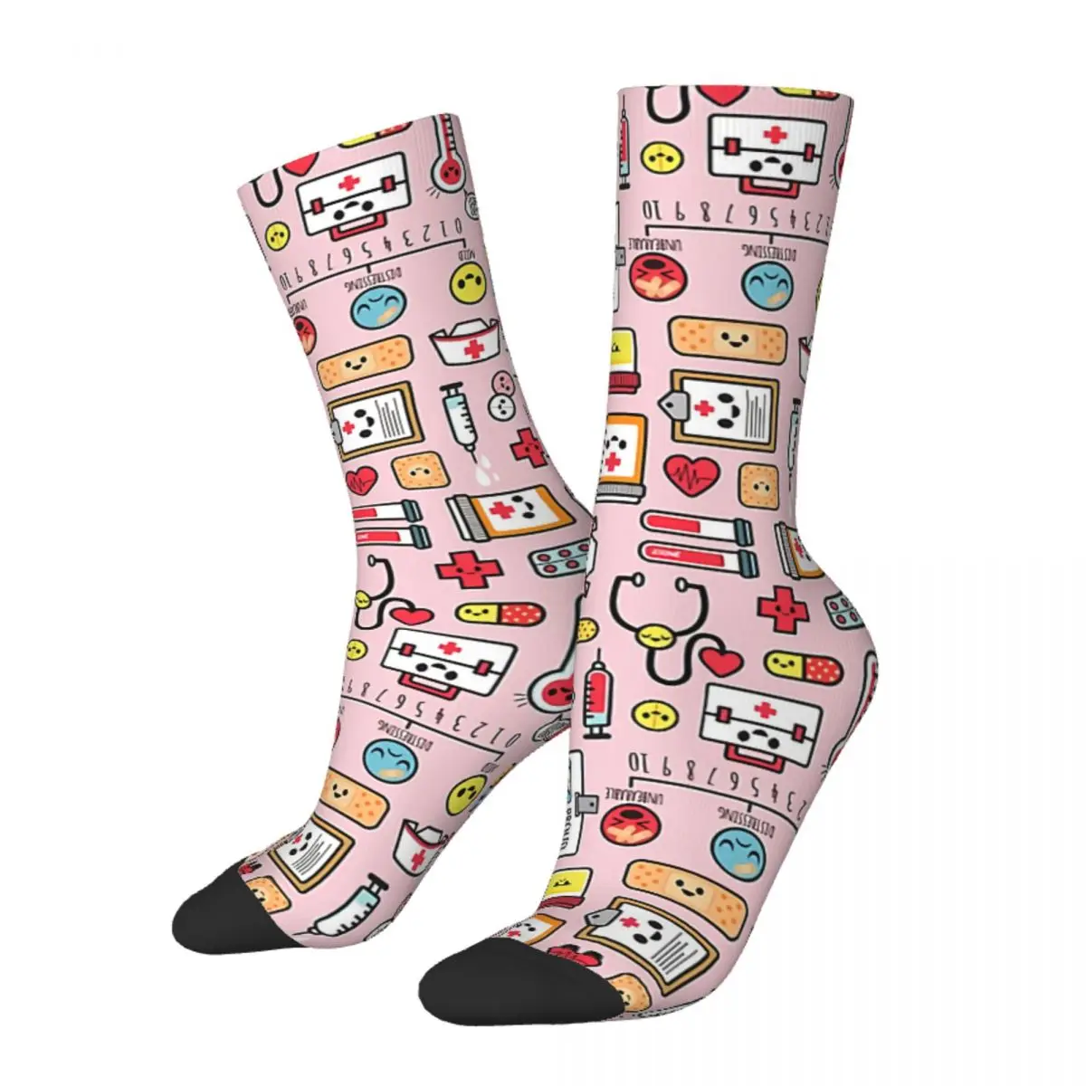 

Funny Crazy Sock for Men Proud To Be A Nurse Pink Hip Hop Vintage Seamless Pattern Printed Boys Crew Sock Casual Gift