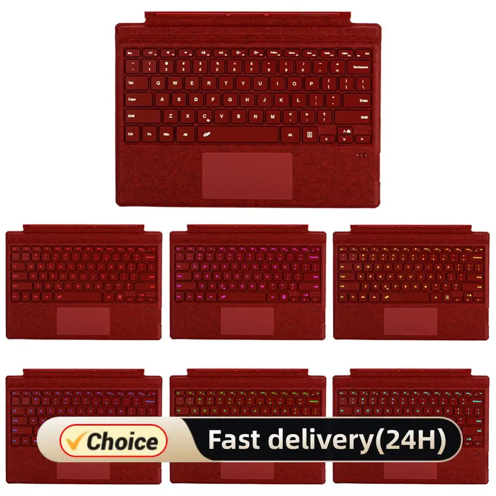 

Portable Wireless Keyboard for Microsoft Surface Pro 3/4/5/6/7/7 Plus BT Type-c 7 Colors Backlight 78 keys Touchpad Keypad