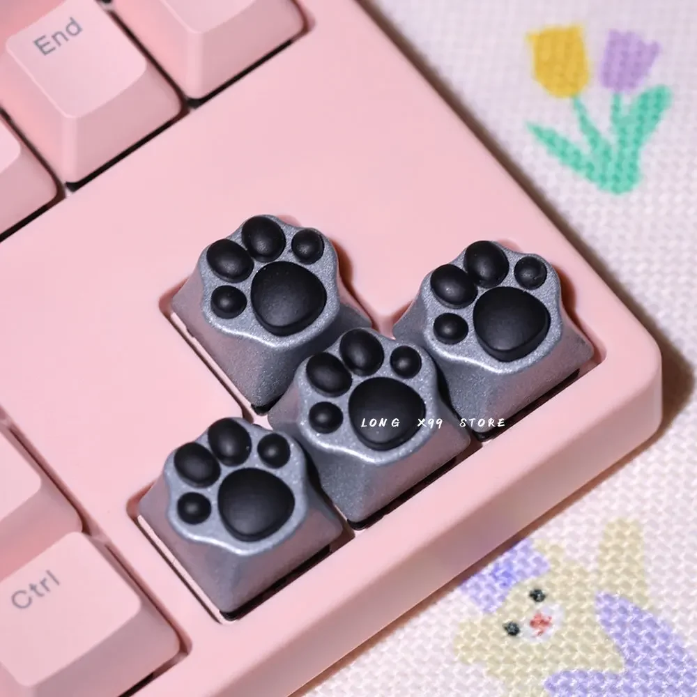 Capuchons de clavier en silicone de dessin animé mignon rose, personnalisé, doux, drapeau, chat, bricolage artisanal, pattes de chat, pad, touches