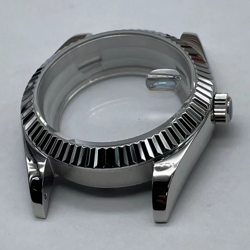 41mm WAtch Case with Sapphire Glass Stainless Steel Dog Tooth Ring Case Watch Replacement Parts for NH35/NH35A Movement