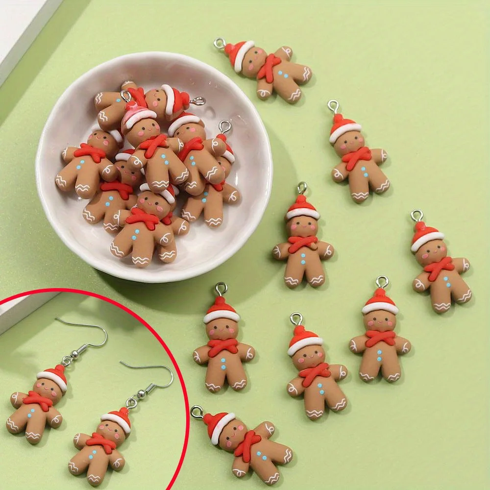 6/13/25 Uds. Colgante en forma de hombre de jengibre, colgante de decoración de joyería DIY, Navidad, Día de San Valentín, Acción de Gracias, regalos de Halloween