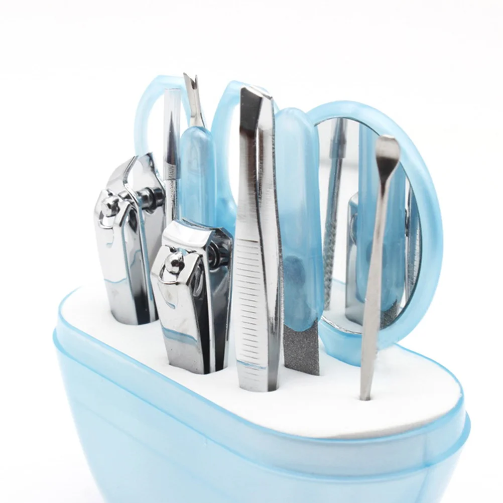 9pcs 9-In-1 Nail Clipper Set Stainless Steel Manicure Tools Apple Shape Case Travel Outdoor Fingernail Trimmer Kit Set