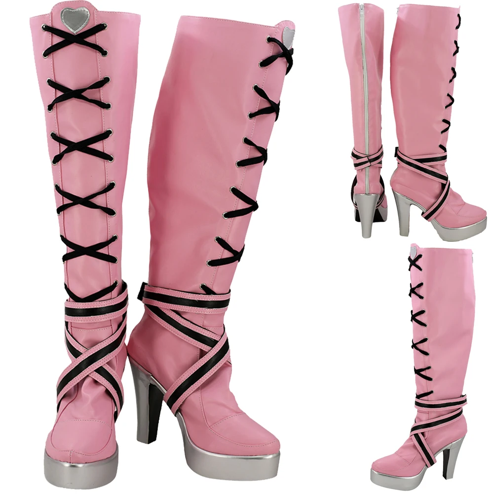 Dráculaura cosplay fantasia sapatos rosa botas longas dos desenhos animados monstro escola disfarce acessórios de fantasia calçados femininos