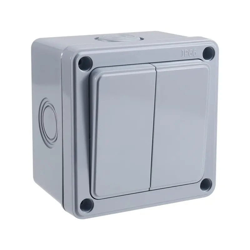 ABCA-مفتاح بـزر دفع مقاوم للطقس IP66 16A لمفتاح الجدار الخارجي-2 عصابة كهربائية للحديقة/الفناء/الخارجي #4