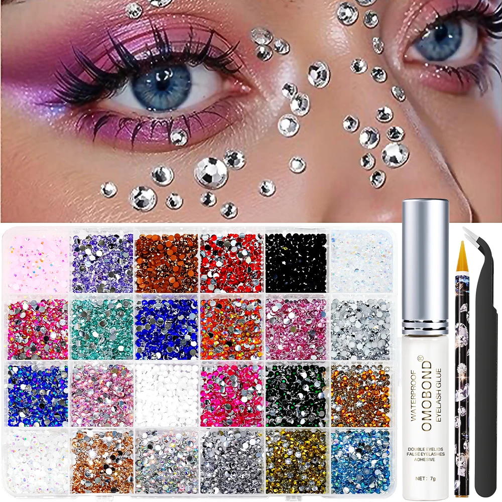 3500pcs Flatback Resin Nail Art Rhinestones Round Colorful Nail Gemstones Making Accessories Face, Shoes, Clothes, Makeup, Bags*