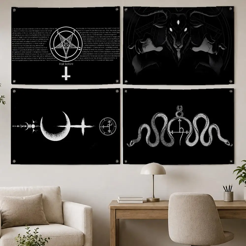 Dark Art Gothic Satanic Flags Room Home Decor Wall‑Hanging Art Banner, Outdoor for Bedroom Party Background Decoration