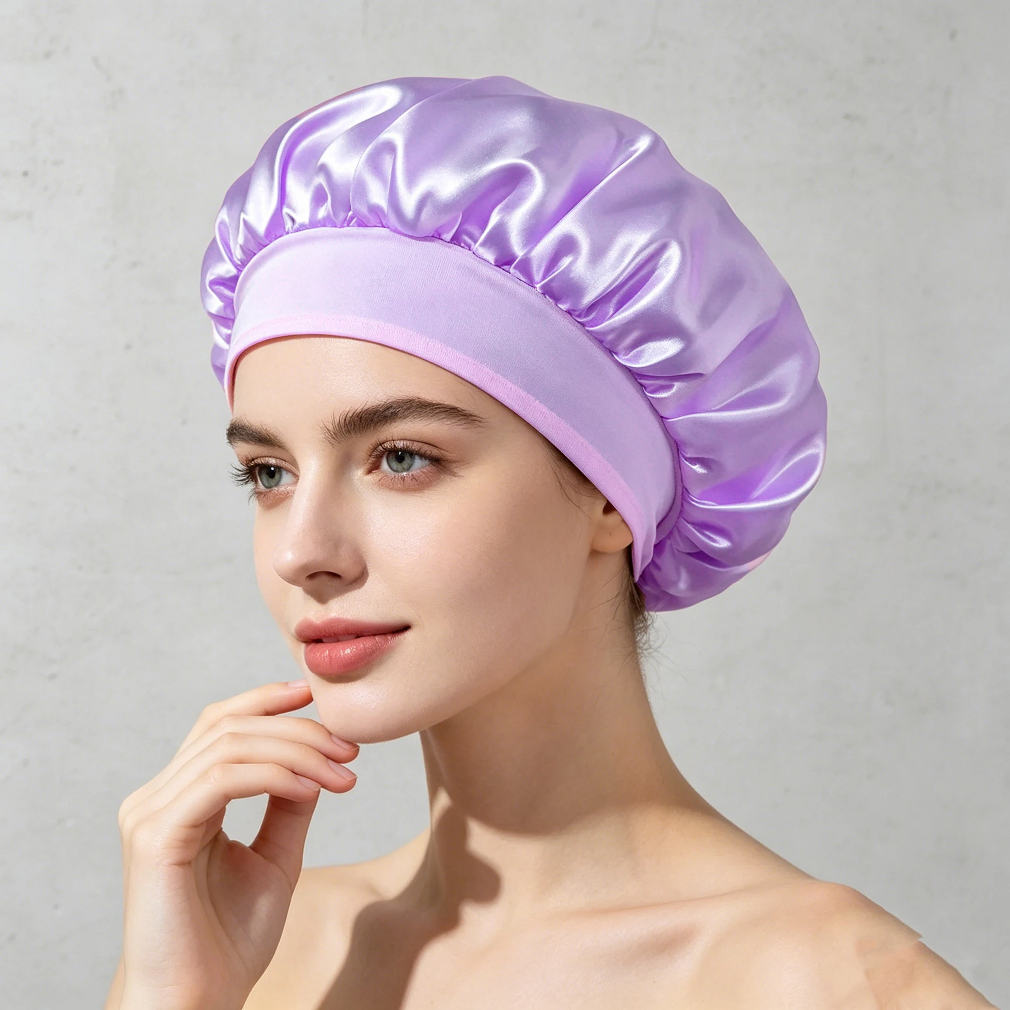 1-Piece Satin Sleep Bonnet Wide Elastic Night Hair Cap Breathable Hair Protection Cover For Sleeping Hair Care Accessory