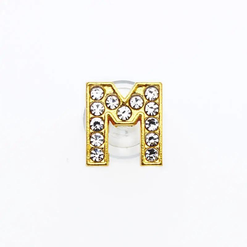 Gouden Letters Kristal Diamant Legering Bedels Accessoires Mode Zachte PVC Schoenen Gesp Kids Decoratie Ontwerp Groothandel 1 Stuks