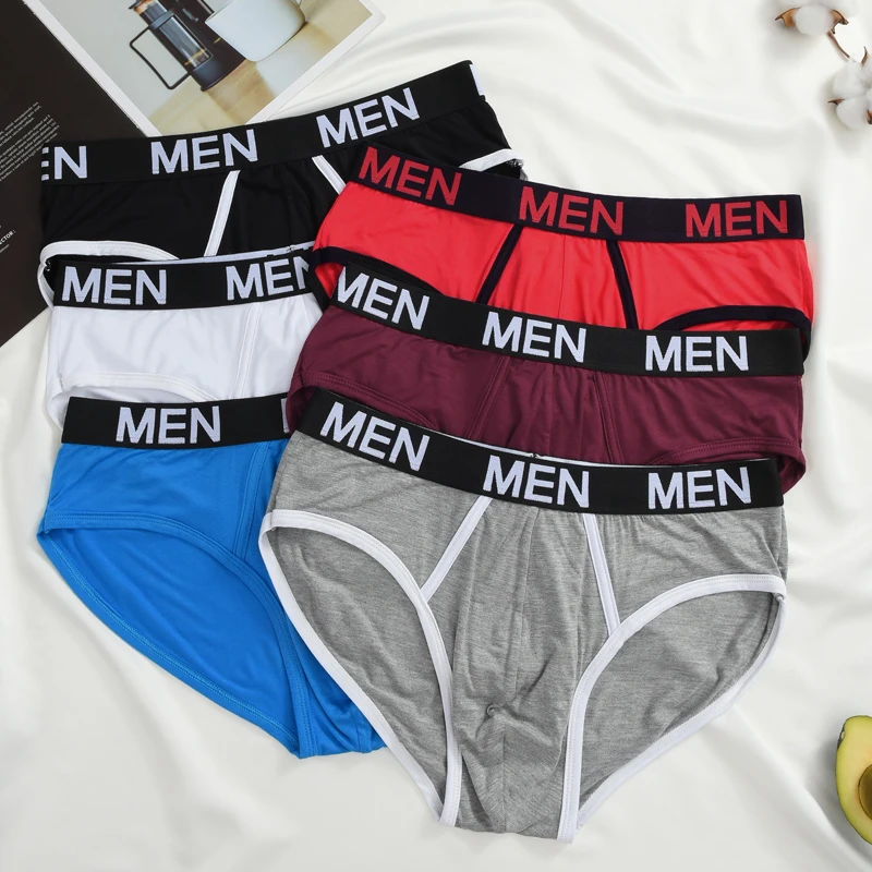 1Pcs/Set Men's Viscose Letter Panties Seamless High Quality Breathable Underpants Male Elastic Soft Comfortable Underwear S-XL