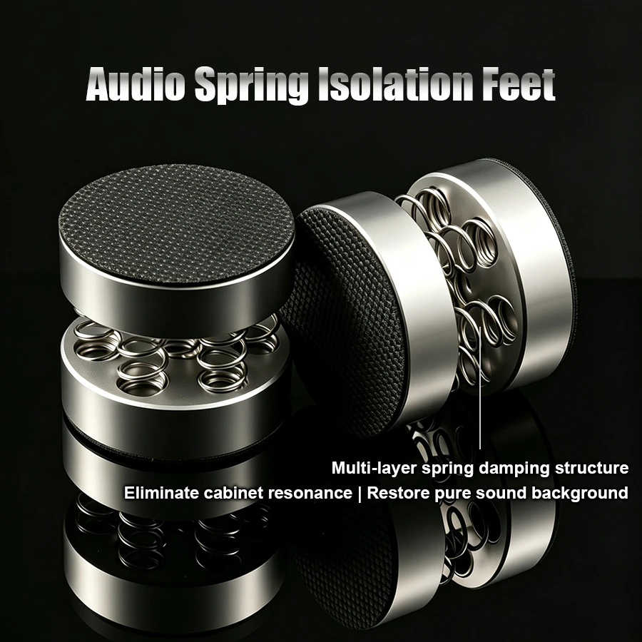 QINCROWN 4 Pack Audiophile Aluminum Alloy Spring Audio Isolation Feet, Anti-Vibration Pads for HiFi Amp Turntable DAC CD Player