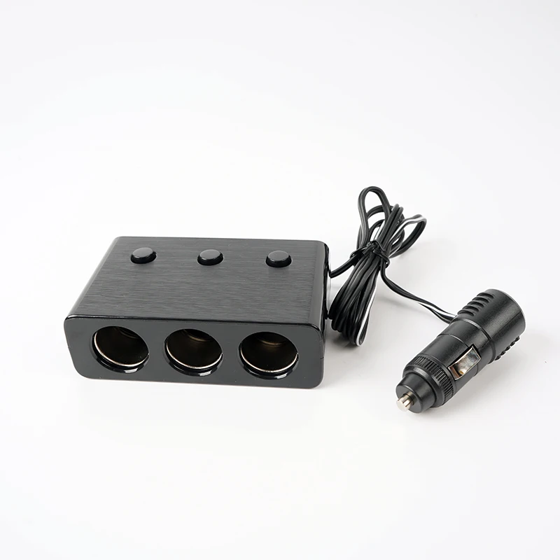 

120W 3 socket car cigarette lighter splitter 2.4A dual USB car charger adapter DC 12V/24v socket multi-function car splitter