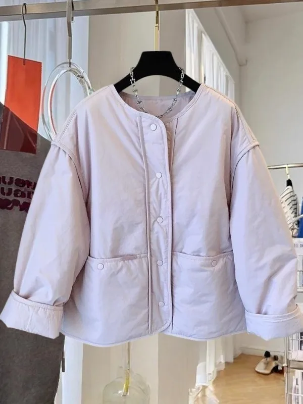 Loose Fit Thermal Cotton Jacket round Neck Long Sleeve Unisex Large Size 136lb  Color Autumn Winter New Style Coat