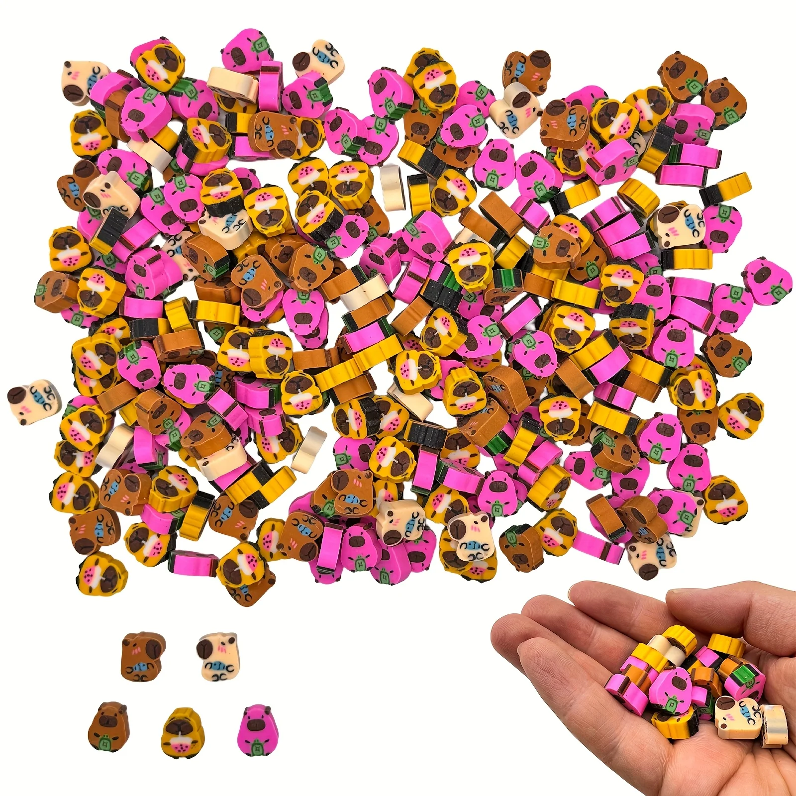 재미있는 미니 카피바라 지우개 | 다양한 색상의 참신한 지우개 (교실, 가정, 학교 포상 및 파티 선물, 홈스쿨 용품)