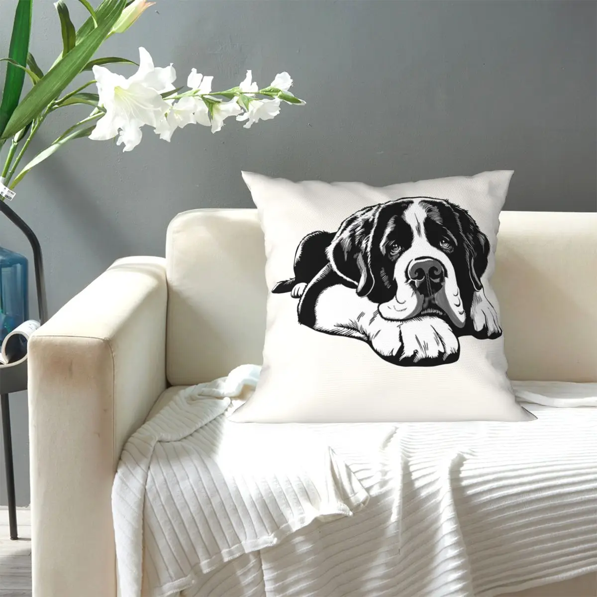 The Saint Bernard Square Pillowcase Pillow Cover Cushion Zip Decorative Comfort Throw Pillow for Home Sofa