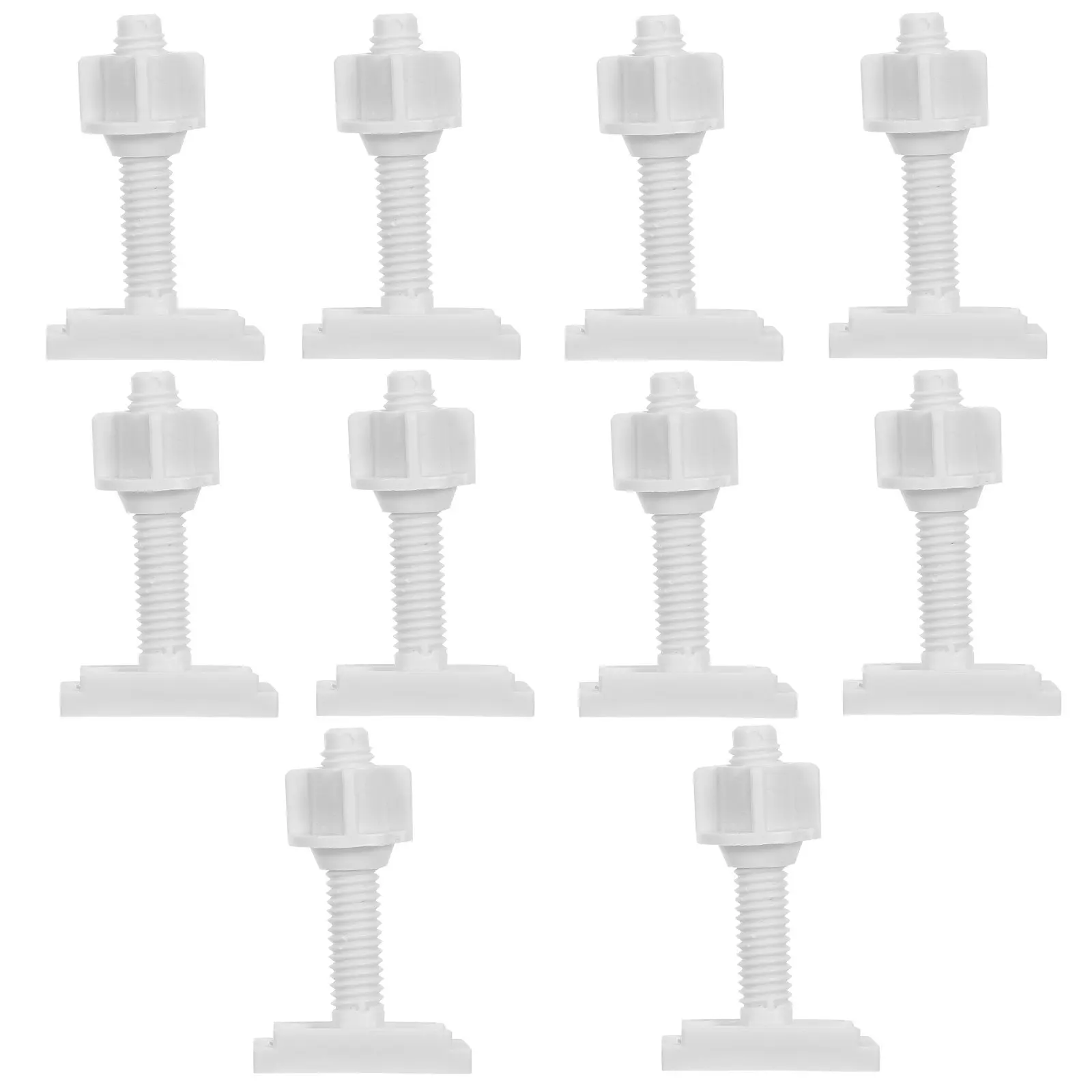 

10Sets Universal Toilet Seat Fixing Bolts Screws Kit High-Strength Plastic Stable Installation Noise-Free Tight Fit for Wc Lid