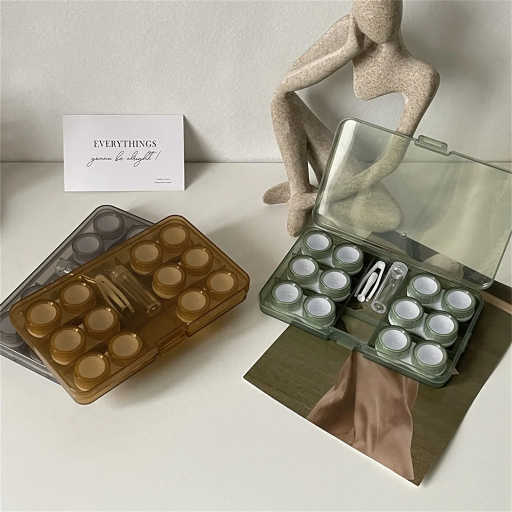 Color Contact Lens Box Six Pairs Of Large-capacity Storage Box Retro Morandi Color Contact Lens Companion Box Nursing Box.