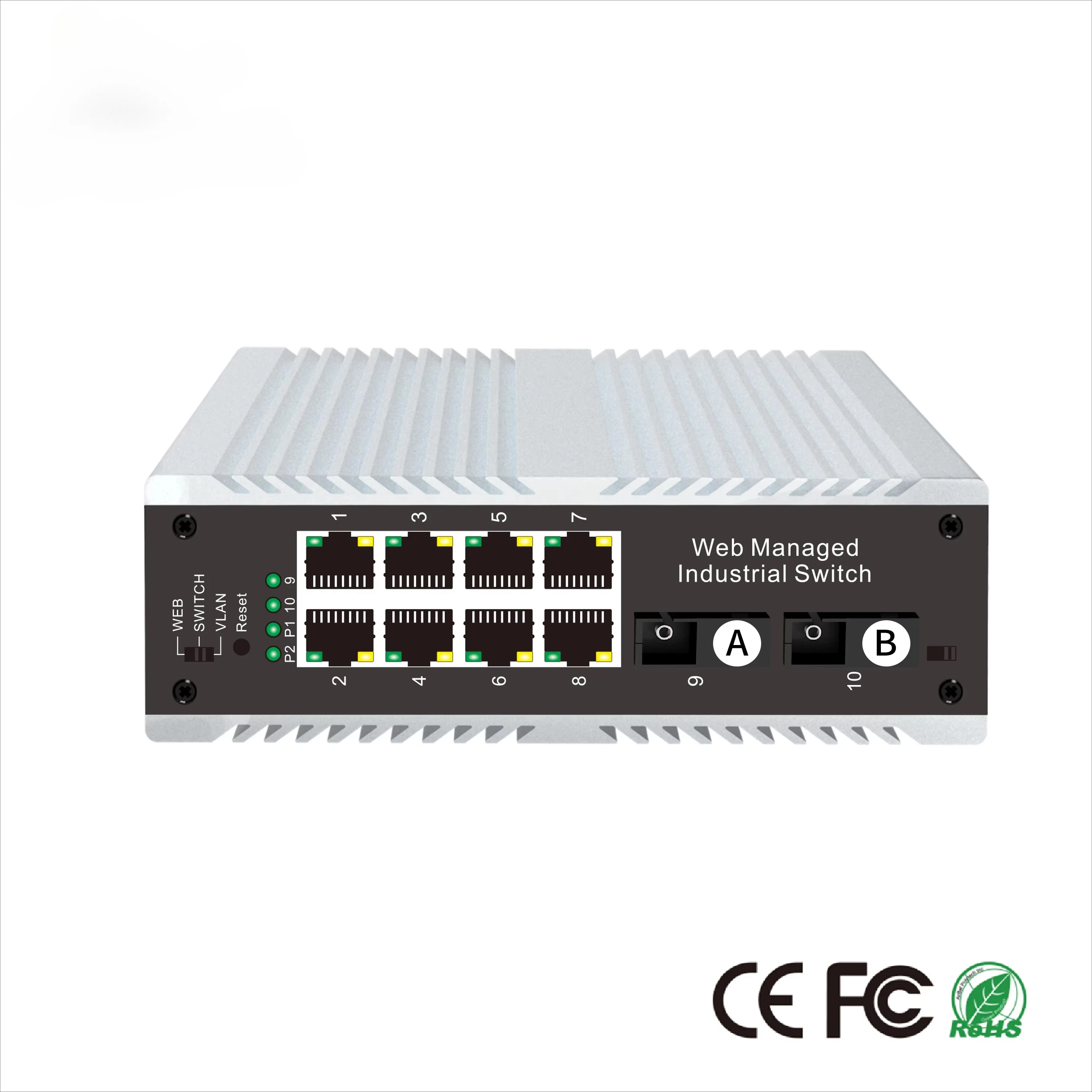 8-port PoE Industrial WEB Management Switch Connected to 2 SC Ports Single-mode Single Fiber High Temperature Resistant Switches