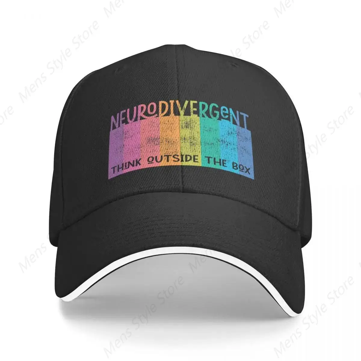 Colorful Neurodivergent Rainbow Design Baseball Cap hard hat tea Hat funny hat western Man Women's