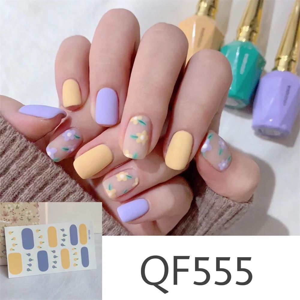 1/3pcs Sweet Nail Stickers New Ins Style Hit Color Manicure Decoracion Accessories Nail Strips Nail Supplies Nail Parts