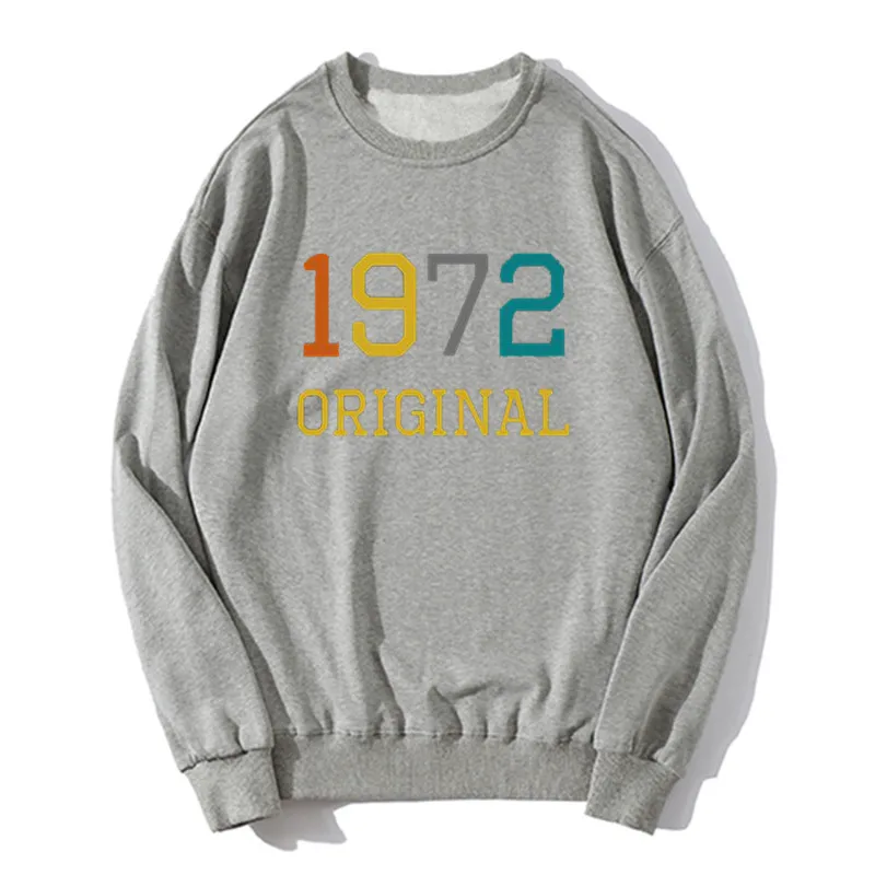 Made In 1972 Original Hoodie Retro 90s Letter Print Cotton Men Women Unisex Sweatshirt Casual Sweater Streetwear