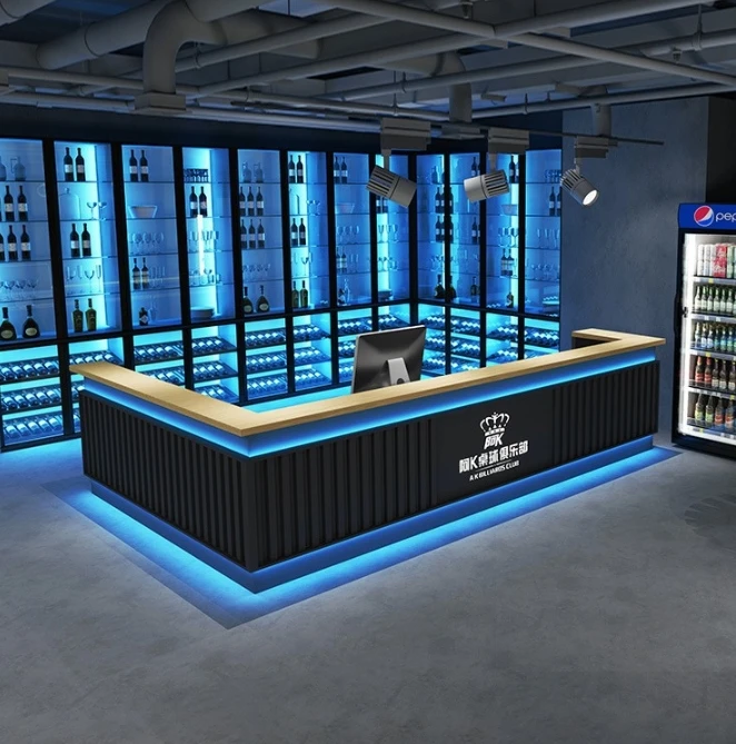 

High-class Customize Size Industrial Commercial Furniture Design Juice Cocktail Nightclub Lighted Led Restaurant bar Counter