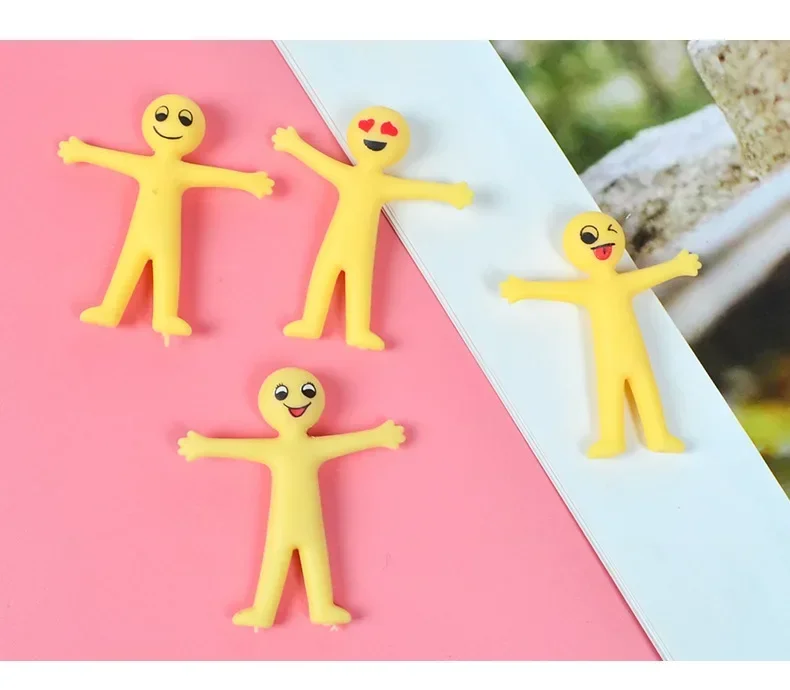 New Special TPR Soft Rubber Expression Yellow Villain Anti Stress Kawaii Can Pull Vent Doll Toy Funny Squishy Fidget Toys