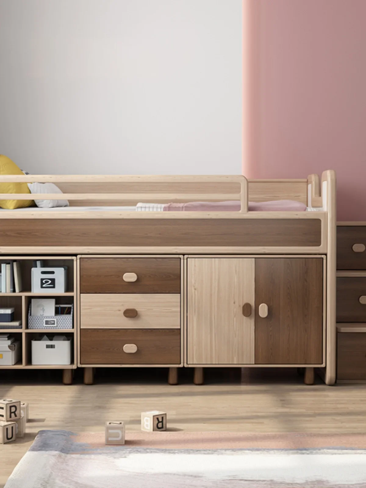 Children's beds are all solid wood, male and female single beds, half-height beds, raised beds, multi-functional storage, medium