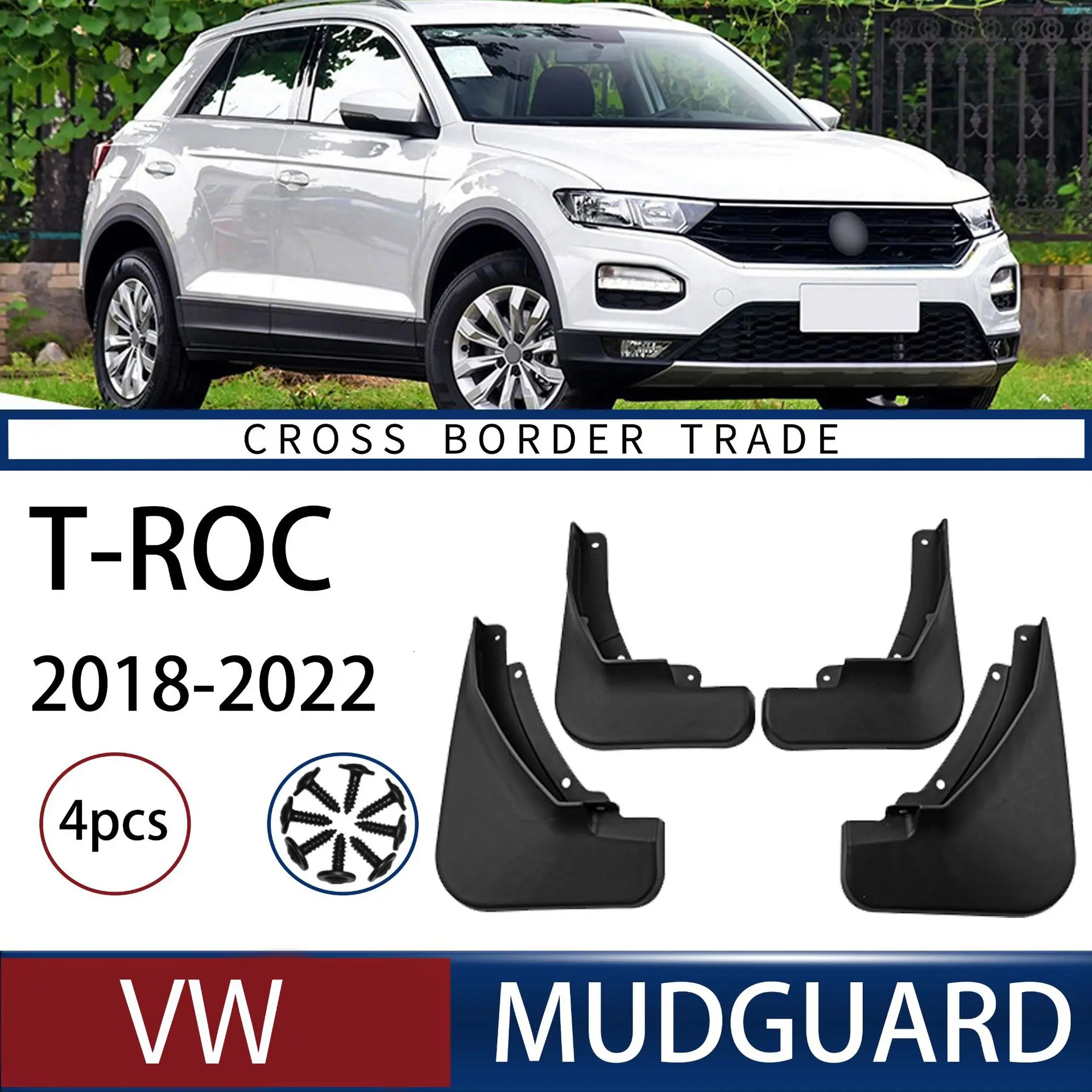 

FOR VW T-ROC 2018-2022 Car Molded Mud Flaps Splash Guards Mudguards Front Rear Styling Front Rear Car Accessories