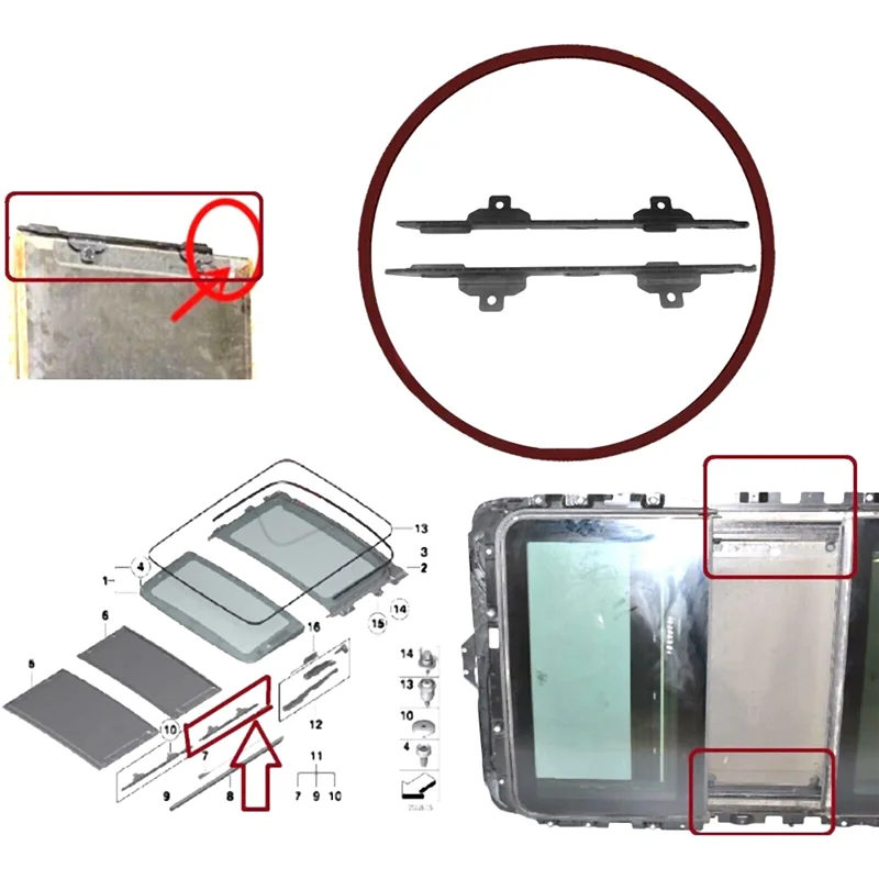 

AX94-2Pcs Car Sunroof Curtain Rail Sliding Bracket Auto Parts For BMW X1 E84 2009-2014 54102993888