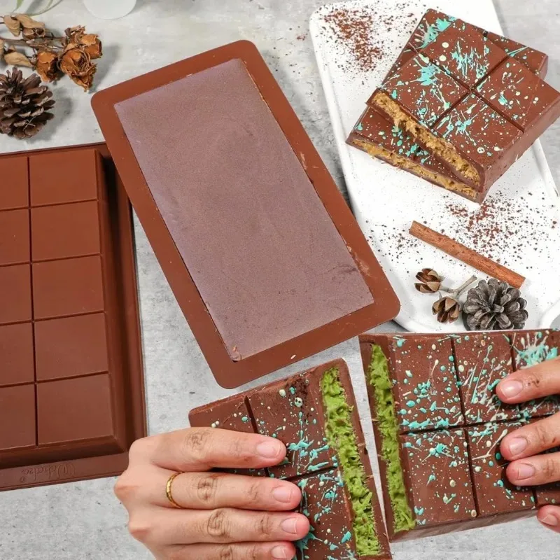 Chocolate Bar Molds Silicone Mold Chocolate Mold Break Apart Wax Melt Mould Pistachio Candy Bar Mold Handmade Gift