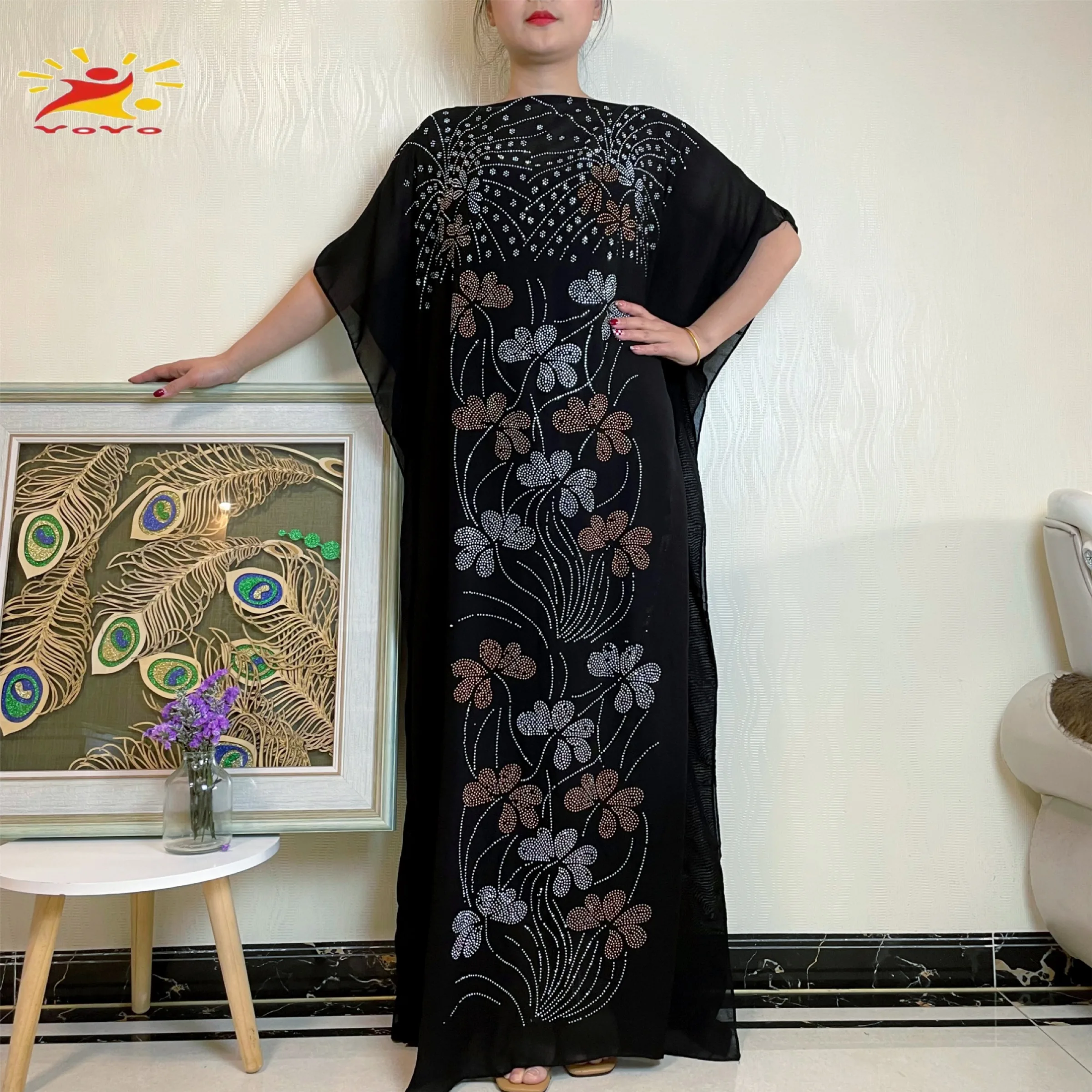 Free Shipping New Abaya Kaftan Robe Africaine Feme Dashiki Maxi Dresses For Women Loose Diamond Africa Muslim Fashion Clothing