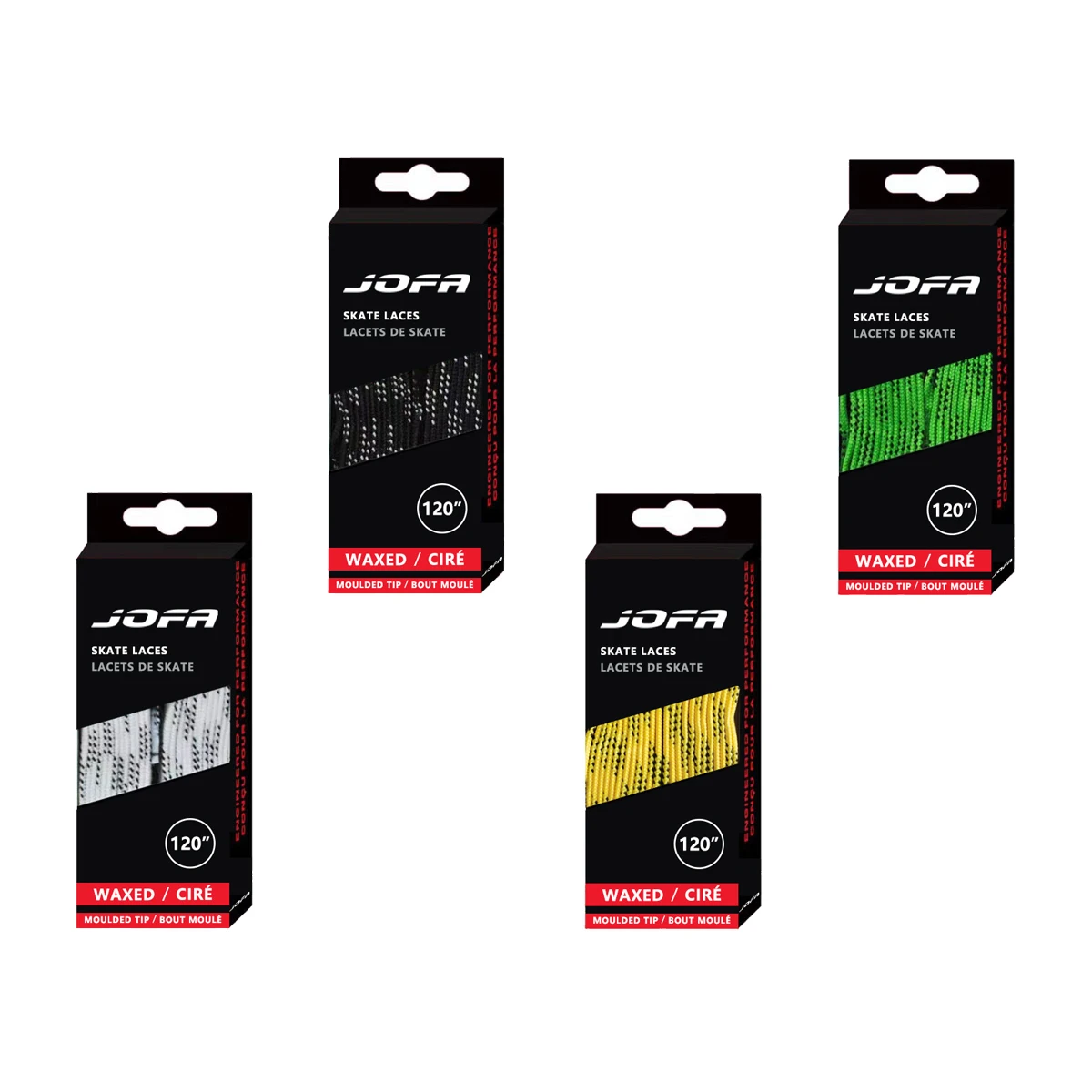 Jofa Skate Laces Hockey 84 96 108 120in Dual Layer Braid Extra Reinforced Tips Waxed Tip Design Ice Hockey Skate Hockey