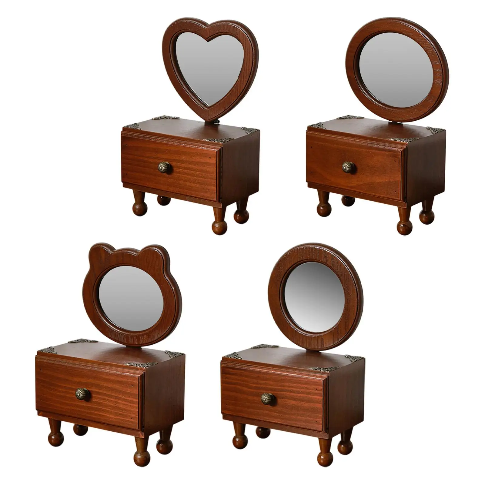 

Tabletop Mirror Vanity Makeup Mirror Small Portable Wood Desk Makeup Mirror Vanity Mirror for Girl Birthday Gift Artist Women