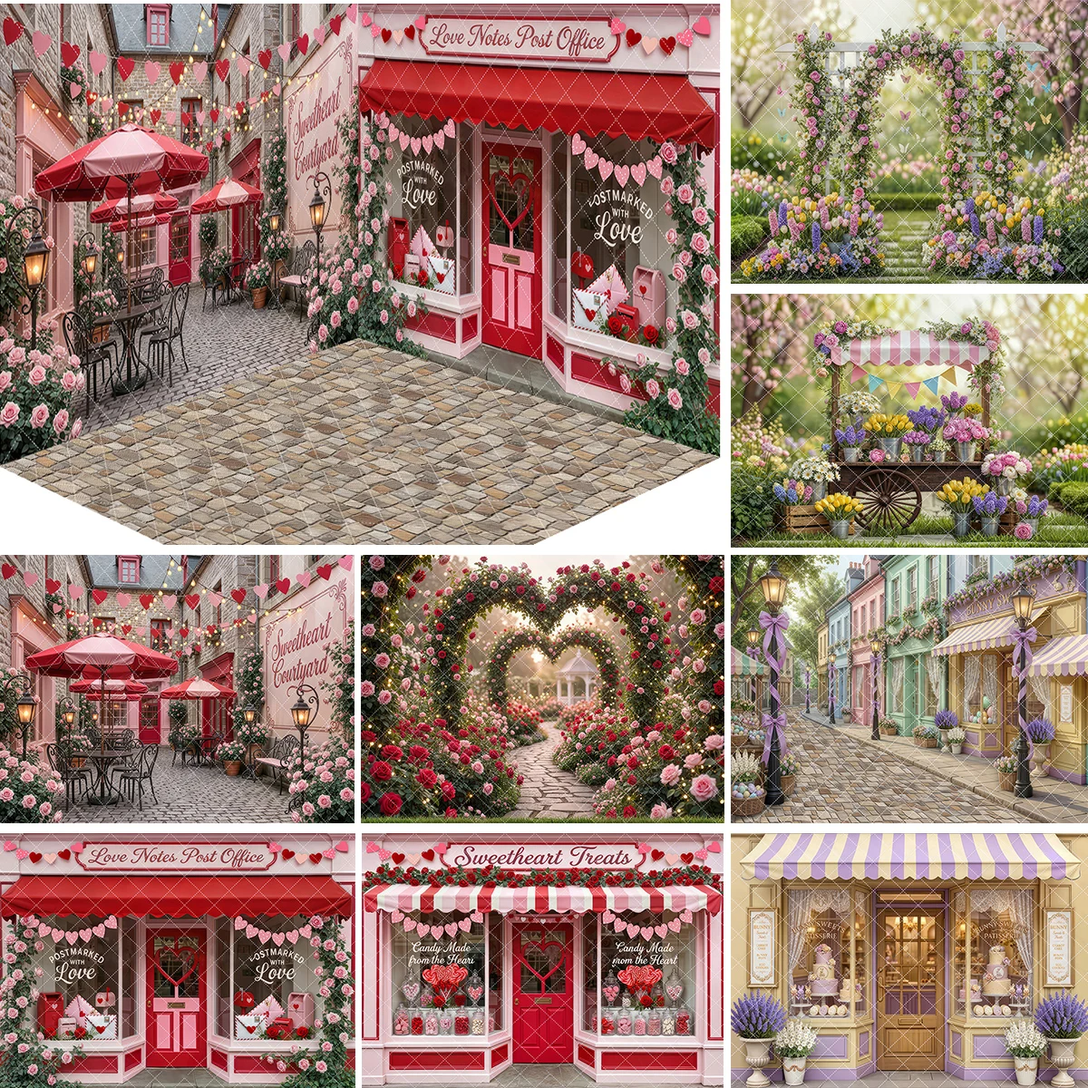 

2026 День святого Валентина, уличный магазин, фоны для детей и взрослых, реквизит для фотосъемки, розовый сад, арка, цветочный рынок, фон с пасхальным кроликом