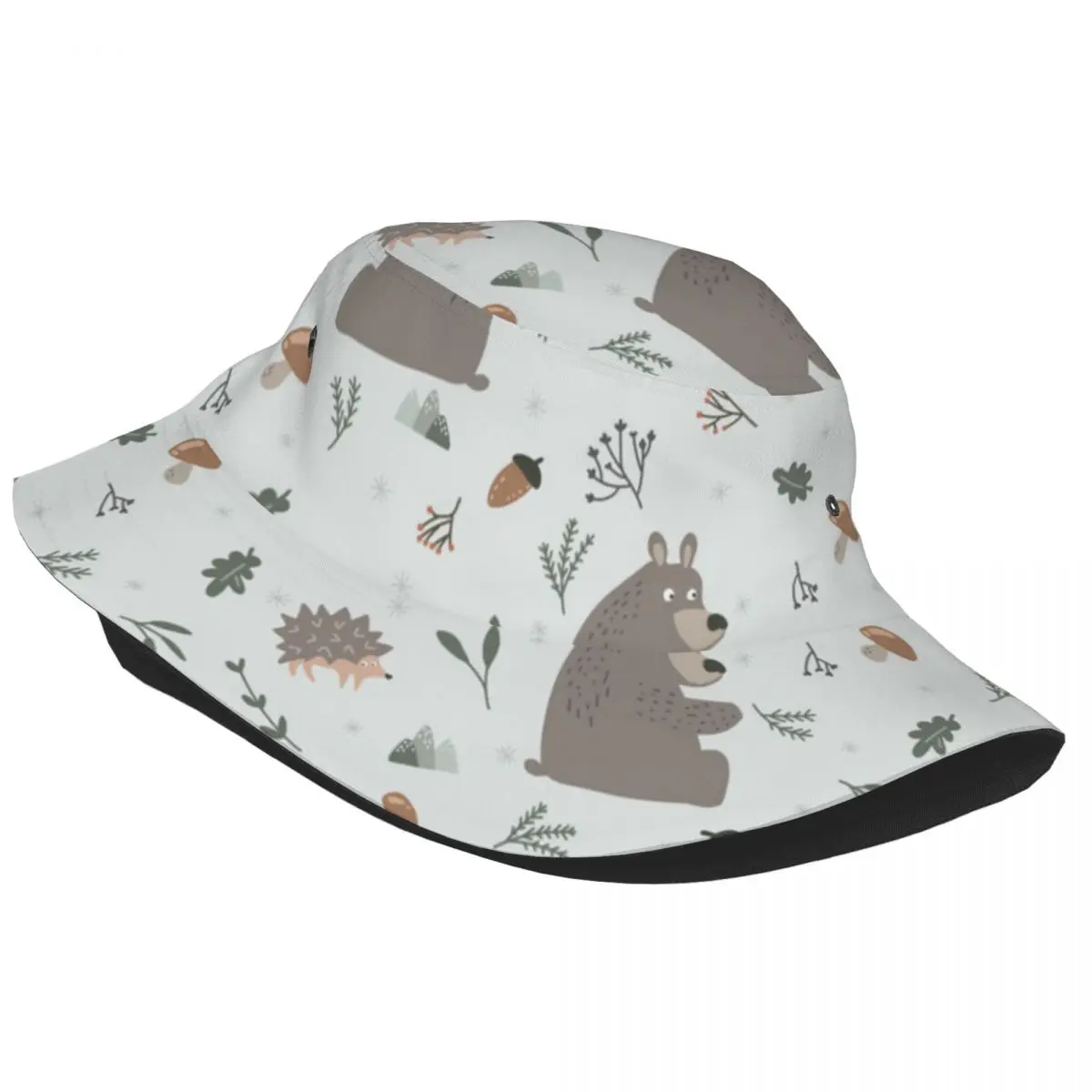 Bucket Bob Cap Hip Hop Gorros Forest Bear And Hedgehog Panama Cap Beach Sun Fishing Hat