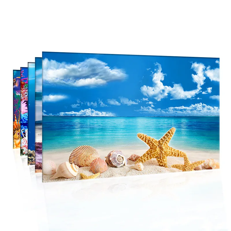 Aquarium Decoration Background Painting Fish Tank 3D Sticker Poster Aquarium Landscape Ocean Marine Plants Backdrop Accessories