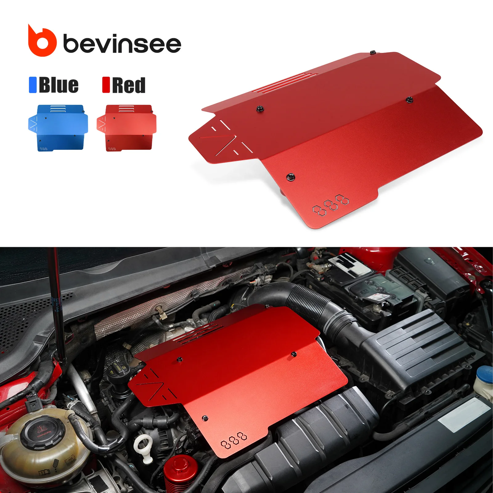 Cubierta de Motor de Aluminio BEVINSEE para VW Golf GTI SportWagen, Jetta GLI, VW Atlas Arteon Alltrack, Reemplaza 06K103925G