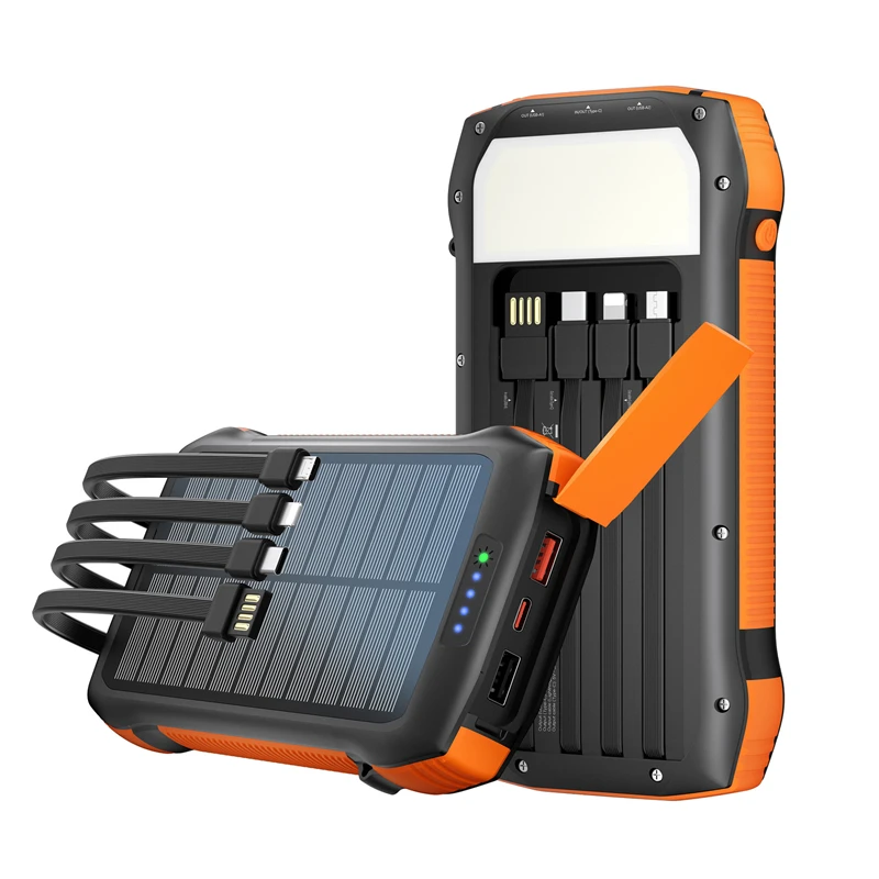

20000mAh Solar Power Bank 22.5W Fast Charging for iphone Samsung Powerbank with Camping Light Dual USB Spare Battery Waterproof