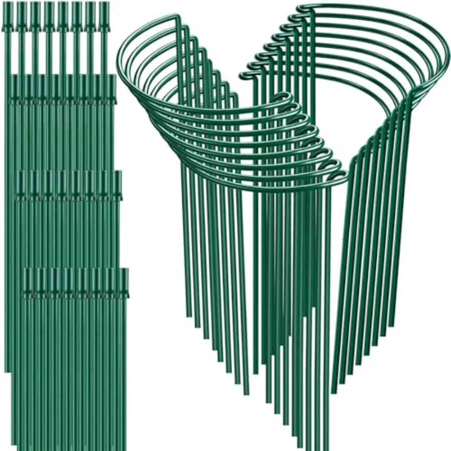 

Outdoor garden use: heavy-duty half-round peony support stakes, galvanized steel, black, adjustable 16-inch base + 16-inch exte
