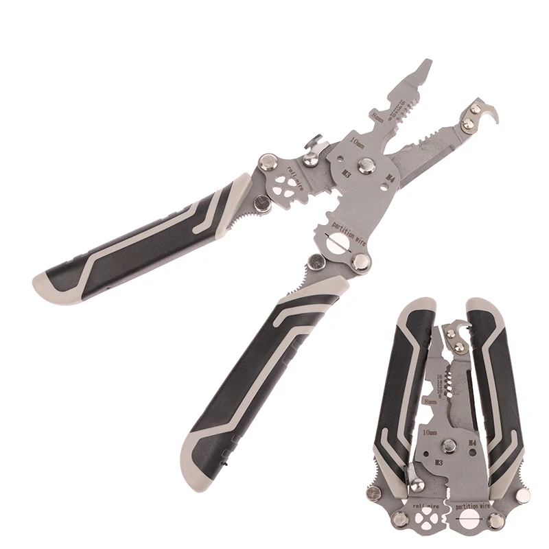 1PC Portable 18 In 1 Crimper Cable Cutter Pliers Multifunctional Foldable Wire Stripper For Wire Stripping Shearing Cutting Tool