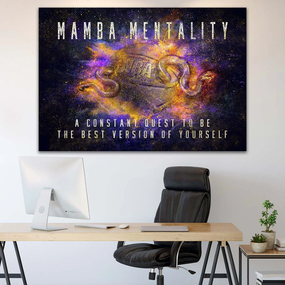 Mamba Mentality Poster, Abstract Wall Art, Canvas Painting Print, Motivational Picture, Living Room Office Gym Decor Cuadros