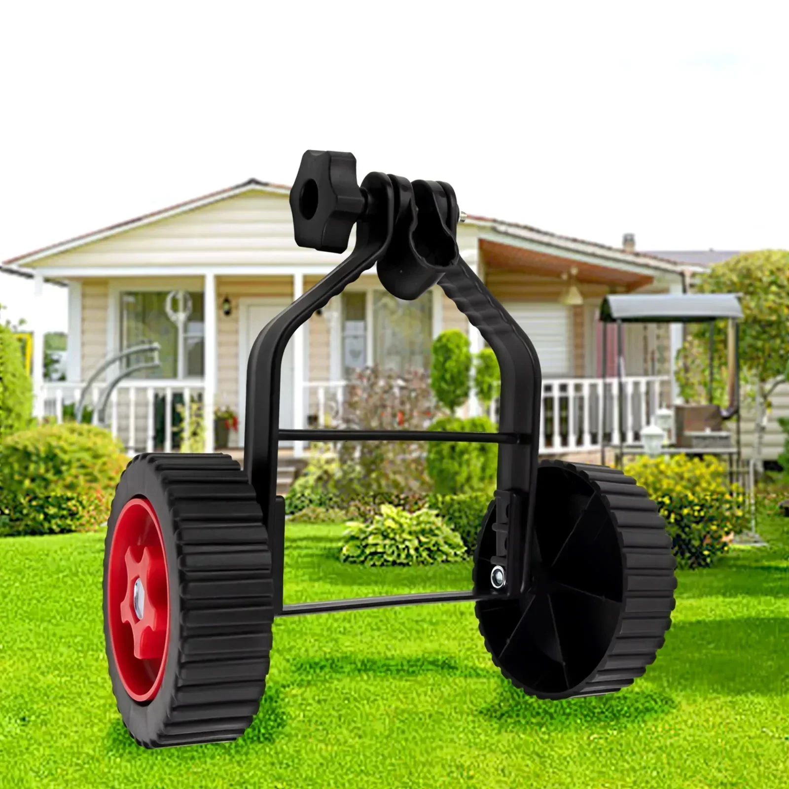 Imagem -05 - Jardinagem Grass Trimmer com Rodas de Apoio Escova Elétrica Cortador Lawn Mower Suporte Roda Ajustável String Trimmer Attachment