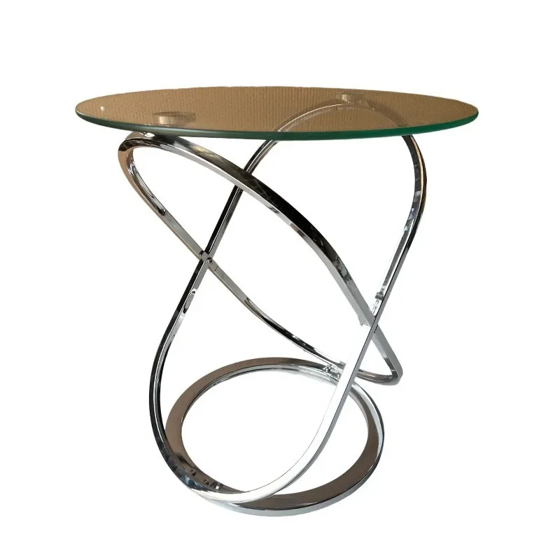 

Stainless steel glass mother and child coffee table simple small apartment living room sofa balcony corner table