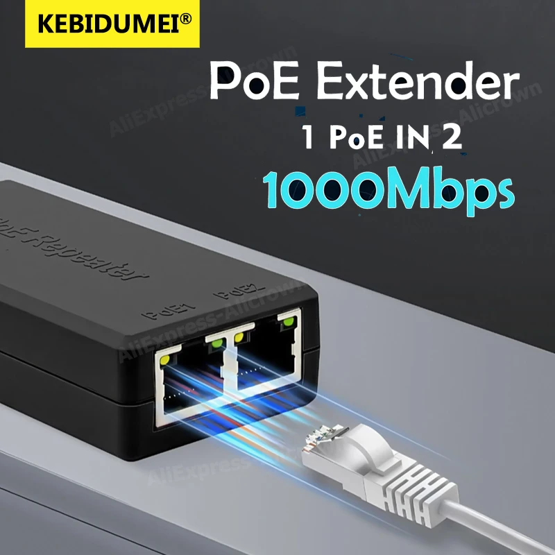 1 إلى 2 PoE موسع شبكة إشارة 2 منفذ POE مكرر لمنفذ IP نقل موسع محول إيثرنت لكاميرا تبديل POE