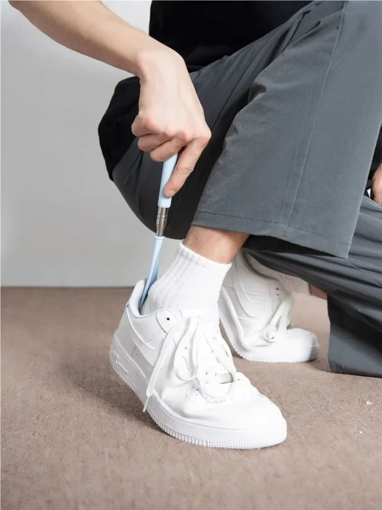 Chausse-pied télescopique réglable en acier inoxydable, librement réglable, plus longue poignée, pour la maison