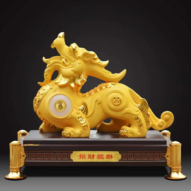 Southeast Asia HOME SHOP Company Mascot Bring good luck money Success Royal dragon PI XIU statue brisk thriving business