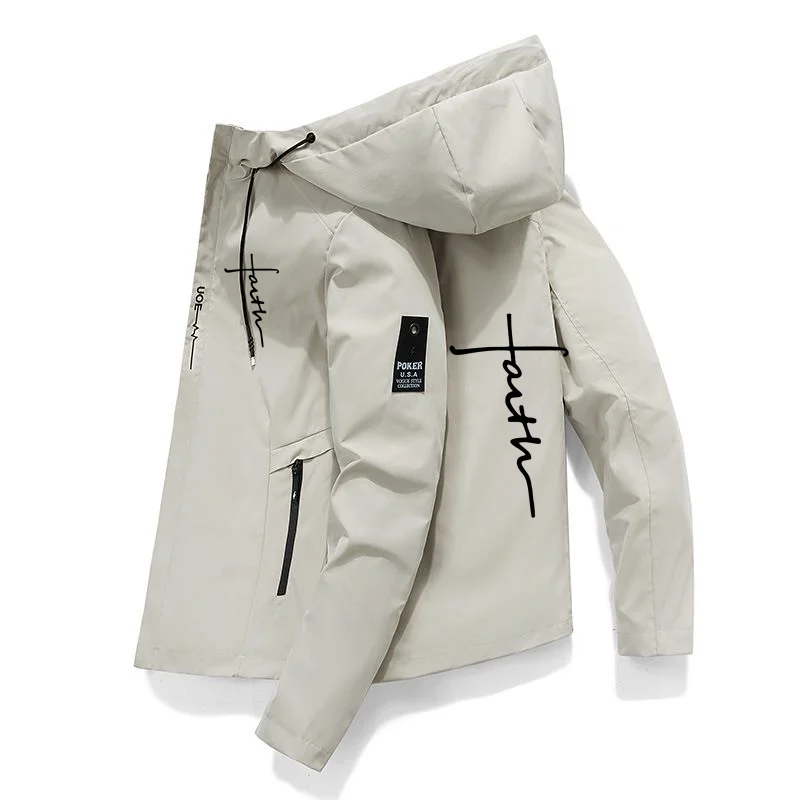 Men's New Spring and Autumn Trendy Brand Letter Print Street Hooded Zipper Jackets Fashion High Quality Outdoor Sports Jackets