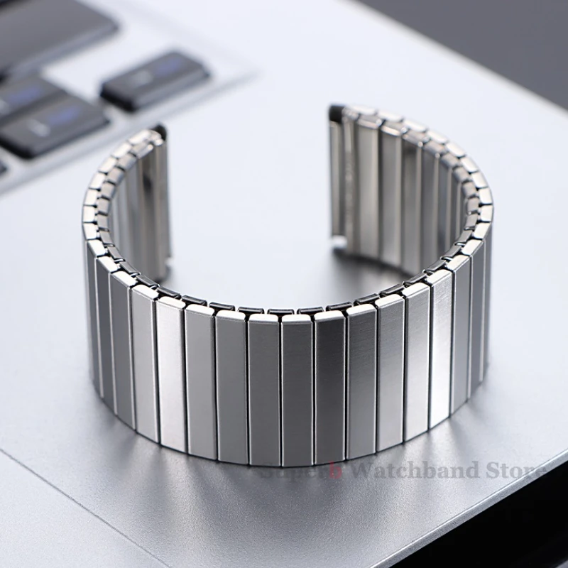 14 مللي متر 16 مللي متر 18 مللي متر 20 مللي متر 22 مللي متر الفولاذ المقاوم للصدأ مطاطا تمتد حزام ل سوار ساعة ذكية الرجال النساء المعادن التوسع حزام اكسسوارات