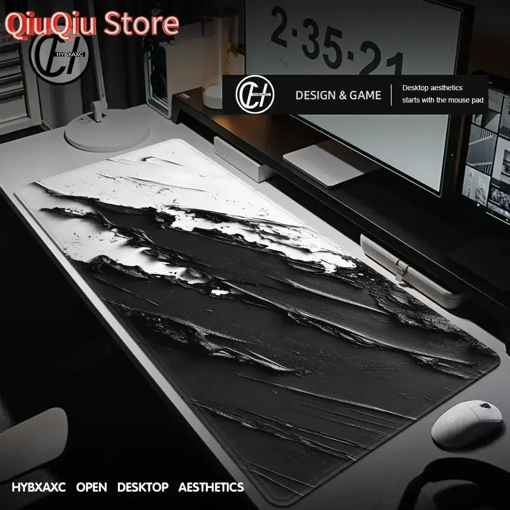 Abstract texture Gaming Mousepad White ink oil paint Desk Mat Office Accessories Mousepad Mouse Carpet Computer Mat Gaming Setup