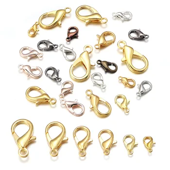 30-50 Stuks Karabijn Haken Plated 7 Size Zinklegering Voor Armbanden Kettingen Maken Diy Ketting Sluiting accessoires Vinden